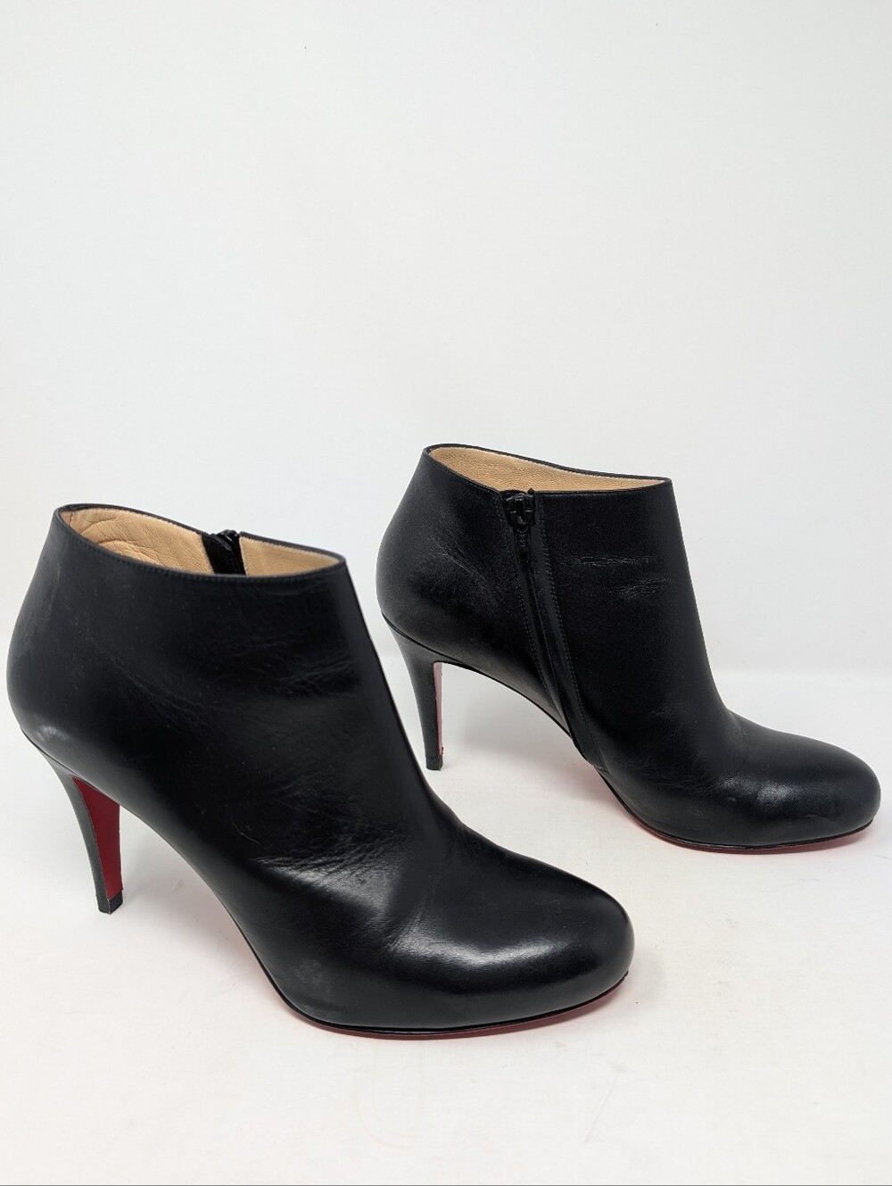 Christian Louboutin Belle Ankle Boots Booties Black Leather 85mm Size 39